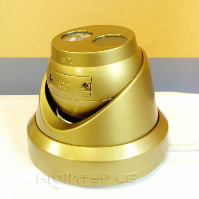 Купольная камера видеонаблюдения золотого цвета